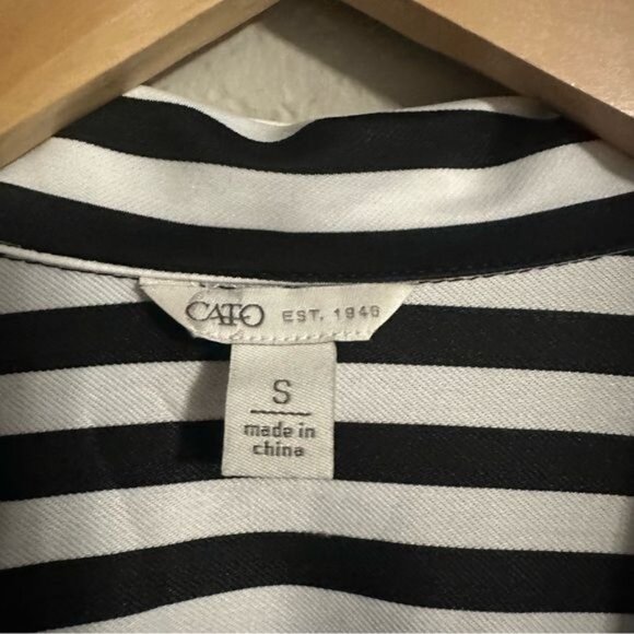 Cato White & Black Stripe Shirtdress Belted Dress Size Small - Picture 8 of 10